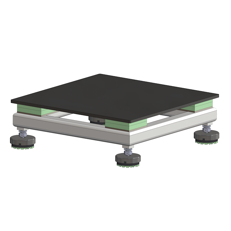 Anti-Vibration Platform with Elastomeric Isolation with Stainless Steel Top